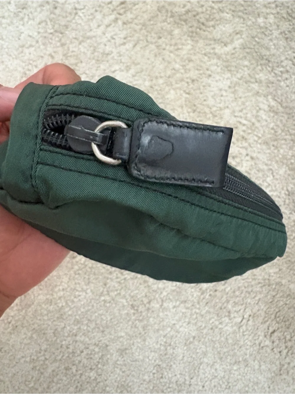 Prada Dark Green Nylon Cosmetic Pouch